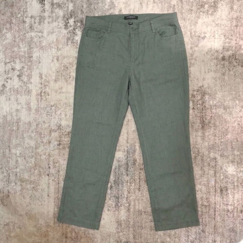 LIVERPOOL Los Angeles Womens Pants Size 16 Green Straight Leg Mid Rise Casual